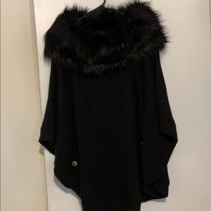 Michael Kors Poncho with Detachable Fur